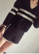 Striped Cropped Black Sweater